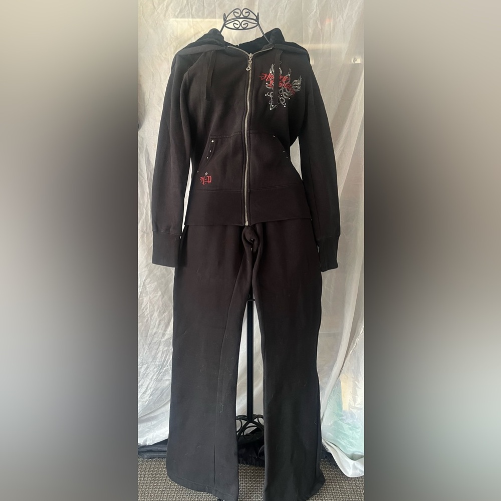 Harley-Davidson Black Women's Plush Lined Hoodie and Jogger Pants Set Size Small